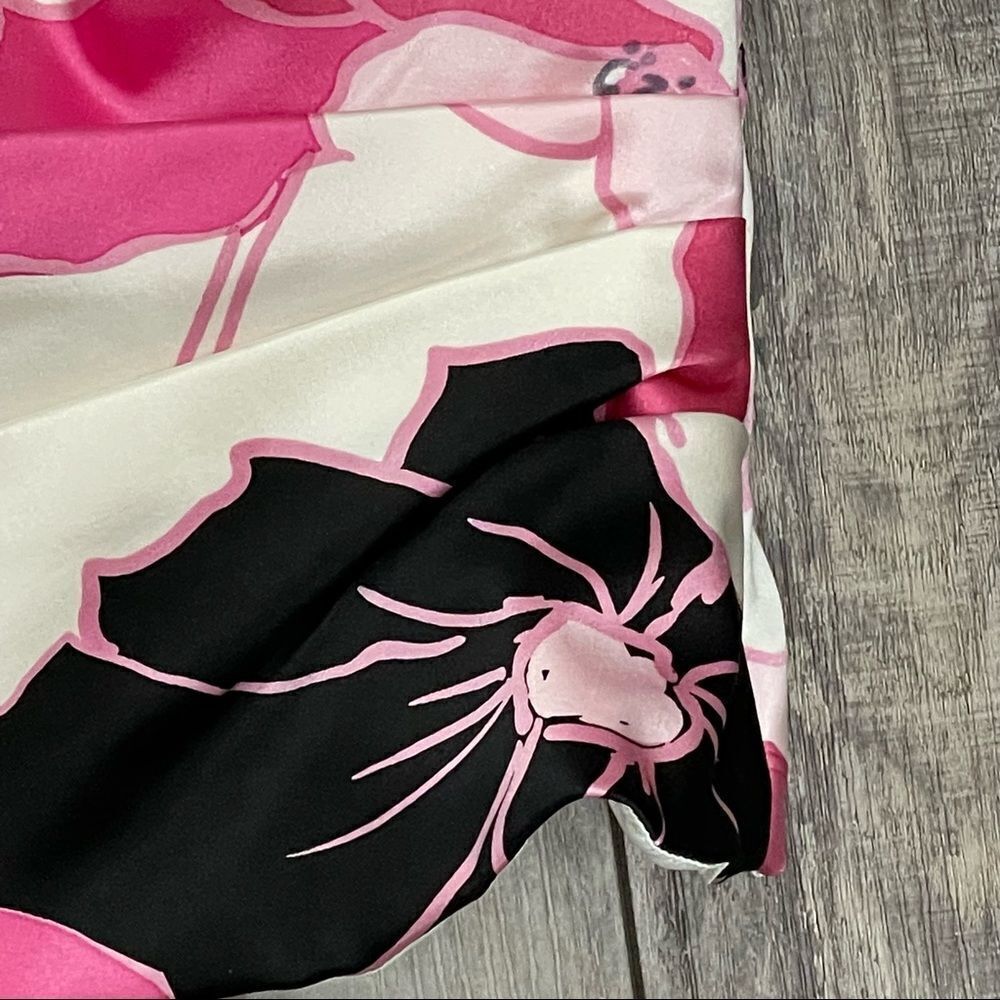 Kay Unger New York Silk Bustier Pink Off-White Black Floral Strapless Top Size 4 - Picture 8 of 16